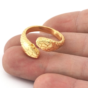 Snake Ring Adjustable Shiny Gold Plated Brass (17mm 7US inner size) 5240