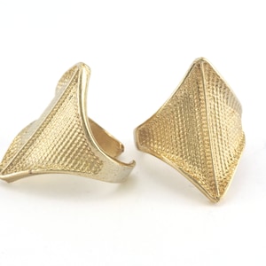 Rhombus Ring Dotted Adjustable Ring Raw brass (18mm 8US inner size) OZ3276
