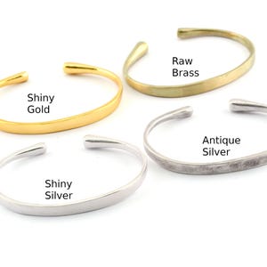 Flat Plain Bracelet , Bracelet Base Blank Raw Brass Antique Silver Shiny Silver Shiny Gold Plated Solid Brass (60mm size - Adjustable ) 5571