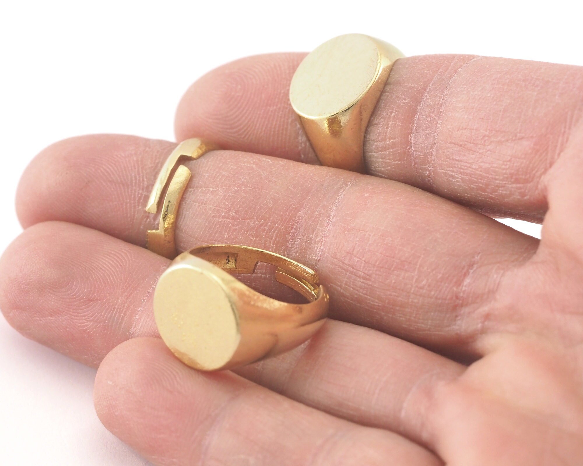 Signet Ring Blank Bezel Setting Adjustable Raw Brass With 7 8US