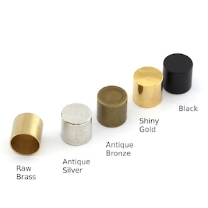 Cord End Caps Raw brass antique silver bronze Shiny gold Black 10x10mm 9mm hole Leather Cord Terminator cord  tip ends, ribbon end ENC9 2415