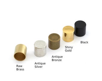 Cord End Caps Raw brass antique silver bronze Shiny gold Black 10x10mm 9mm hole Leather Cord Terminator cord  tip ends, ribbon end ENC9 2415