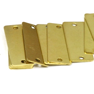 Rectangle tag 2 hole connector 60 pcs 8x20mm raw brass charms ,raw brass findings 161R-36 image 1