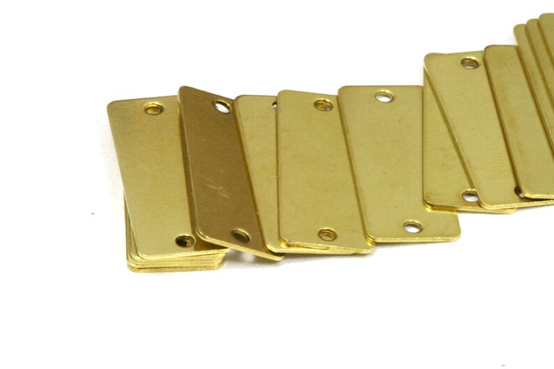 Rectangle tag 2 hole connector 60 pcs 8x20mm raw brass charms ,raw brass findings 161R-36 image 1