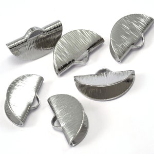 Silver Tone Brass Ribbon Crimp End, Half Moon Crimp Findings (15x8.5mm) -2284