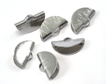 Silver Tone Brass Ribbon Crimp End, Half Moon Crimp Findings (15x8.5mm) -2284