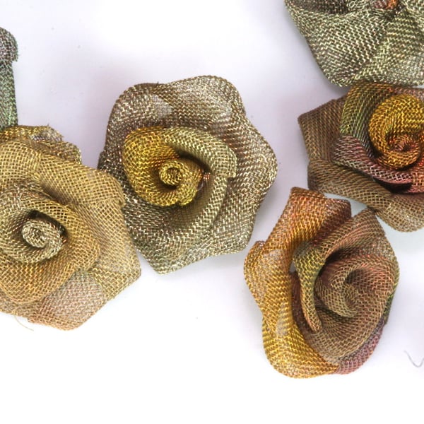 Drahtgeflecht Rose aus oxidiertem Messing, Steampunk Craft Versorgung (16 mm) -0813