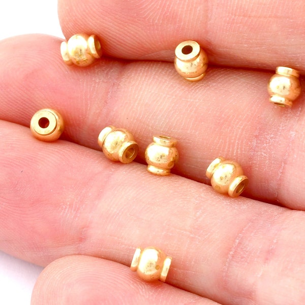 Bicone cylinder round beads raw brass findings spacer bead jewelry making 4.7x4.5mm 1.5mm hole bab1 4940