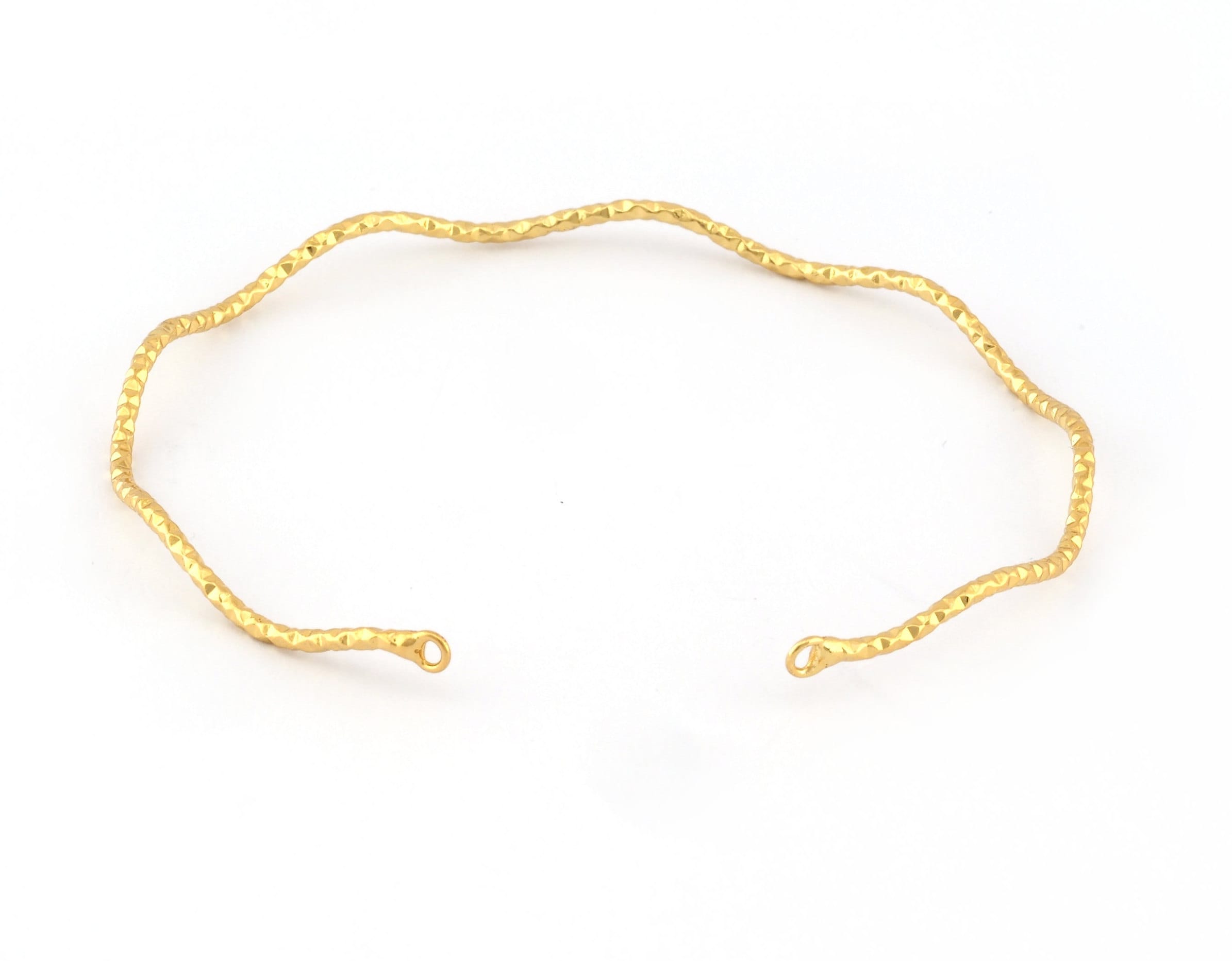 【在庫限り】 Zigzag Wire Bracelet Base, Loops, Shiny Gold Plated Brass アクセサリー