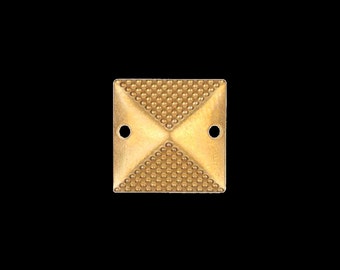 120 pcs 13mm raw brass square tag two 2 hole connector charms ,raw brass findings 572R-38