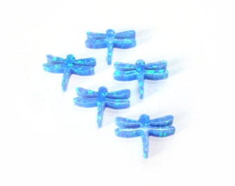 Dije de libélula de ópalo, creado en laboratorio, con perforación superior (13 mm) -1493
