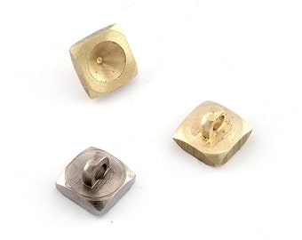 Square button End Caps, Loop Caps Raw Brass, Nickel Plated Brass 8x8mm  (5mm inside setting diameter ) O36-08