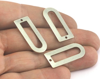 Semi Circle Rectangle Shape 30x13x0.8mm Antique Silver