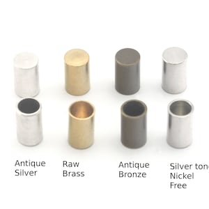 Messing Endkappe 6 x 10 mm mit 5 mm Innenloch, Lederband Endkappe Seil Endkappe, Schmuckzubehör, Gold Silber Antik Bronze-Finish -ENC5 1646