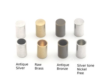 Ribbon End Cap, Raw - Antique Silver Yellow Brass Cord Tip Ends, 6X10mm 5mm ENC5 1646