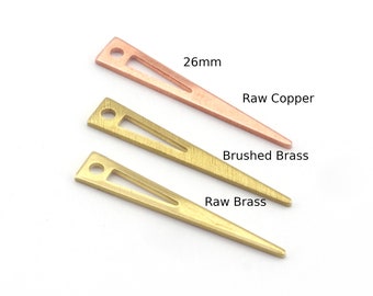 Triangle raw brass - Copper - Brushed 26x4.5mm 1 hole charms findings 4890-40