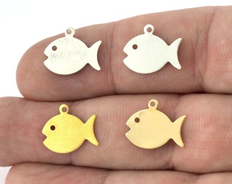 Fish Charms 15mmx12mm Raw brass, Shiny silver, Antique silver, Shiny gold Findings Charms 1979 -37