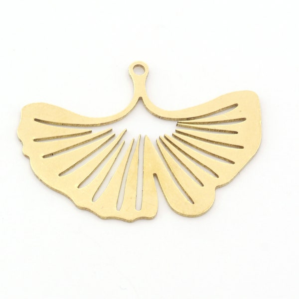 Ginko Charms Pendant Raw Brass, 24x31.5mm 0.5 mm 1 hole Findings  1801