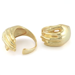 Hand Ring Adjustable Ring Shiny Gold Plated brass (18mm 8US inner size) OZ2739