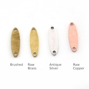 Marquise connector tag stamping charms findings blank copper - raw brass -brushed Antique Silver brass 4x14mm (0.8mm thickness) 2 hole 4519