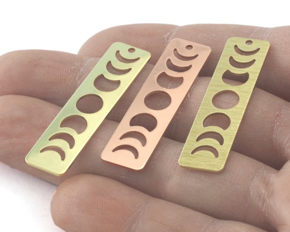 Rectangle Half Moon Copper states of the moon holes raw brass 10x20mm 1 hole charms findings 4272