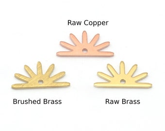 Sun Charms 15x8mm 1 hole Raw Copper - Brass - Brushed Brass findings S150-35