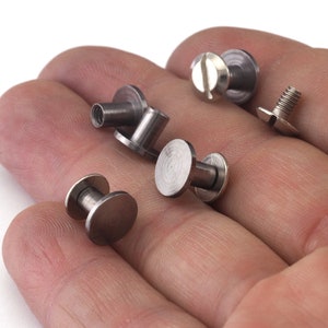 borchie in ottone 9 x 7 mm tono canna di fucile, rivetti a vite, vite Chicago / vite Concho, bullone da 1/8" CSC6 OZ42