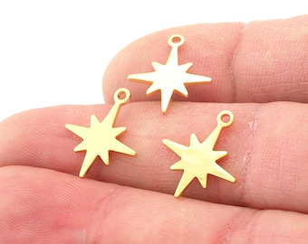 North Star glänzendes Vergoldetes Kupfer 17 mm Charms, Zubehör 2954-56