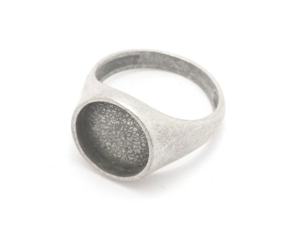 Signet Setting Ring 12mm Antique Silver blank size 6.5US 7.5US with 2180 2181 not adjustable