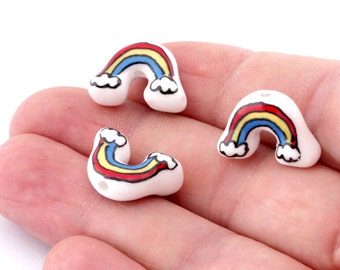 Rainbow Porcelain Ceramic Colorful Charms Beads 18x12mm (hole 2mm) bab2 5047