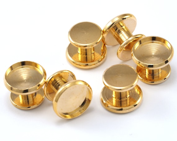 金メッキ真鍮カフスボタン 12 x 9 mm 10 mmセッティング 1940年 - Etsy