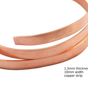 Flat wire Copper Sheet Strip Width 10mm (1,5mm thickness) raw copper UK10 -02