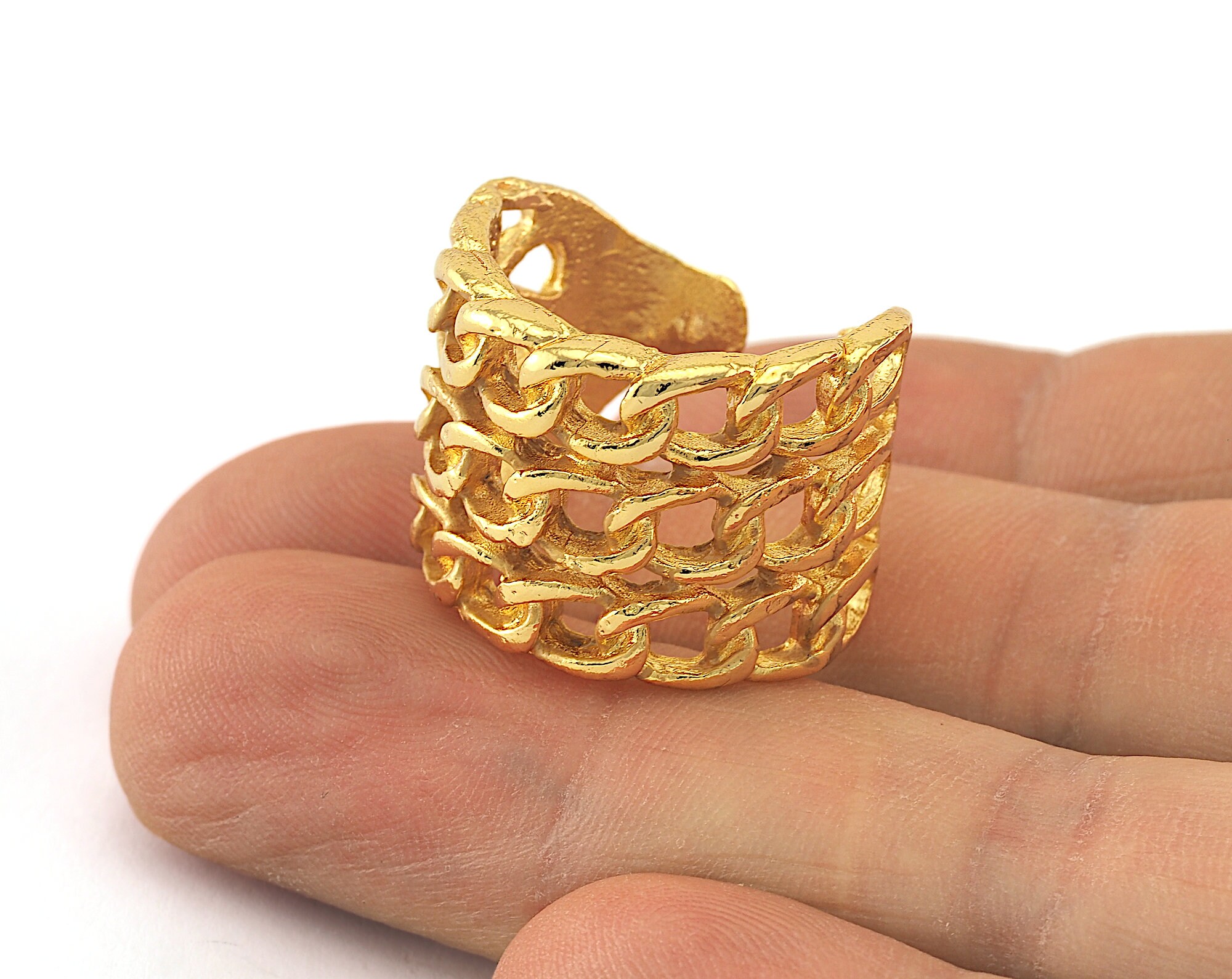 Chain Adjustable Ring Gold Plated Brass (18mm 8US Inner Size) 2642