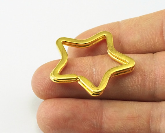 Key Ring Split Star Shape Key Rings Gold Tone Iron 34mm 1999 