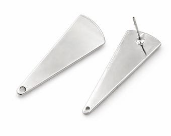 Perno per orecchini triangolare color argento 37 x 14 mm, connettore a perno in ottone senza nichel, fornitura per orecchini pendenti geometrici -2492