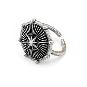 Anillo ajustable con diseño de rayos de sol, latón en bruto, plata brillante, plata antigua o latón chapado en oro, anillo de estrella celestial, -4630