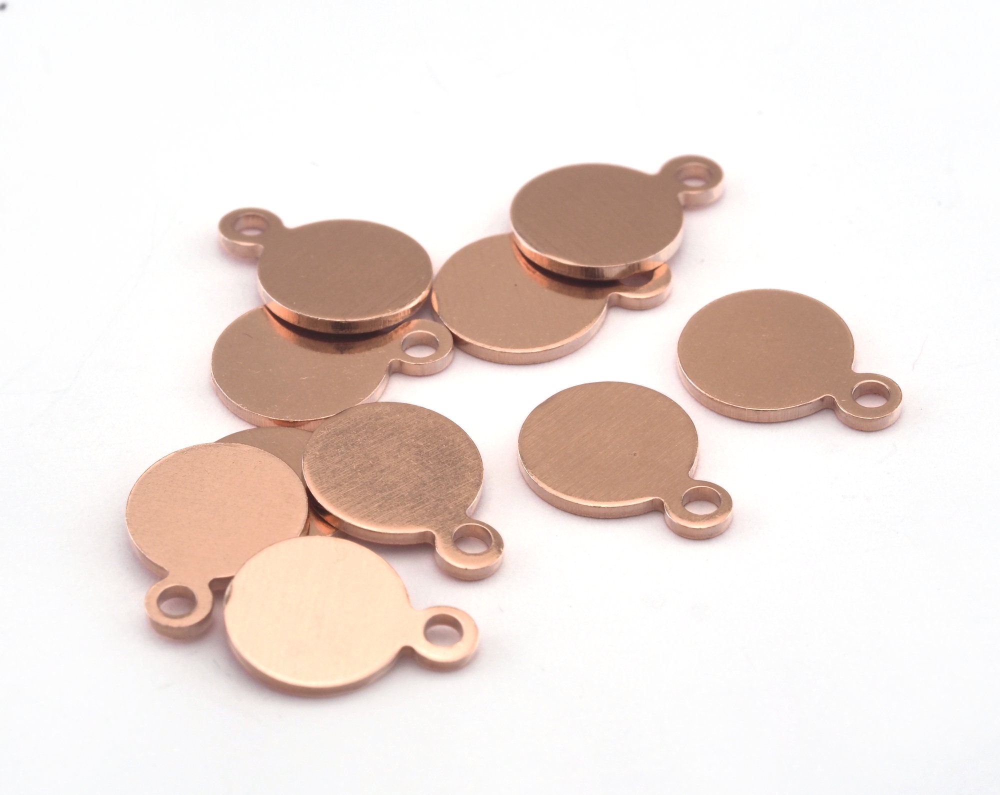 Coin Round Disc with Loop 8mm (10x8mm) Stamping blank tag shape Raw copper OZ3030-40