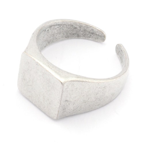 Ring Adjustable Blank Antique Silver Plated Brass Etsy