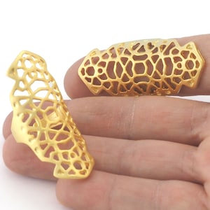 Filigree Adjustable Ring Matte Gold Plated Brass (19mm 9US inner size) OZ2662