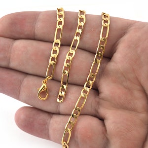 Curb chain Necklace making, with clasp 45cm 17,71 inc Gold plated brass 5394
