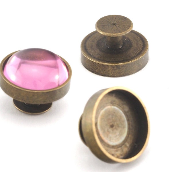 Cuff link blank bezel Antique bronze plated brass , 18x10.5mm 16mm setting studs, shirt collar tuxedo stud, OZ3943