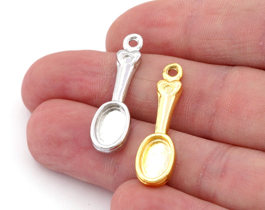 Spoon Charms Pendant Blank Bezel Setting Gold Tone Shiny Etsy
