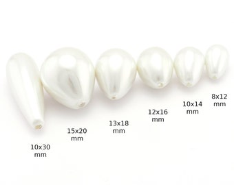 Half drilled drop Pearls Beads White drop Majorca Pearl  Cab-104