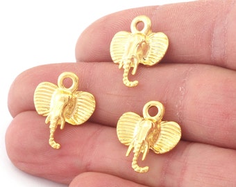Elephant Charms Pendant Shiny Gold Plated Charms 20x16mm 4744