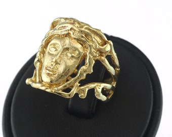 Signet Face Adjustable Ring Raw brass (19mm 9US inner size) OZ3248