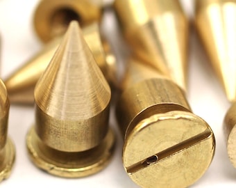 5 stuks Raw Brass Spike stud (7x13mm) met Brass bout 455