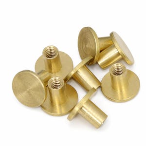 Raw Brass Chicago Screw Post, 9mm Head, 3.7mm Barrel, 4mm Length, 1/8" Screw, Leathercraft Fastener, Book Binding Hardware -CSC4 0040