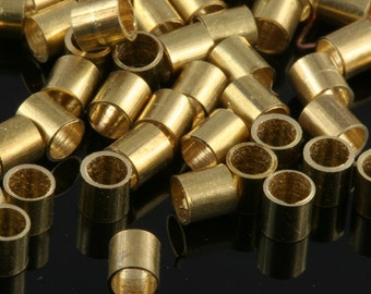 Raw Brass Tube 3x3mm (hole 2,2mm 12 gauge) crimp spacer bead bab2Tu5,8 1881