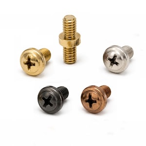 Double Sided Brass Screw Studs, 1/8" Threaded Connector, 8.5mm Head, Raw Brass Silver Tone Black Oxidized Copper Tone