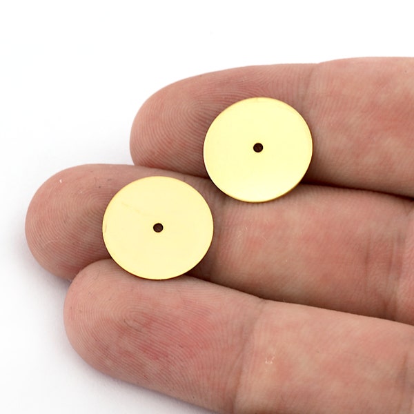 Middle Hole Disc 16mm Shiny gold plated brass circle tag, charms ,findings 66